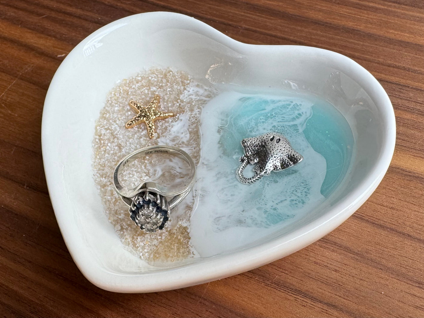 Stingray Ring Dish Personalized Custom Handmade with Real Sand and Shells Coastal Jewelry Holder for Beach Lovers Skate, Manta Ray