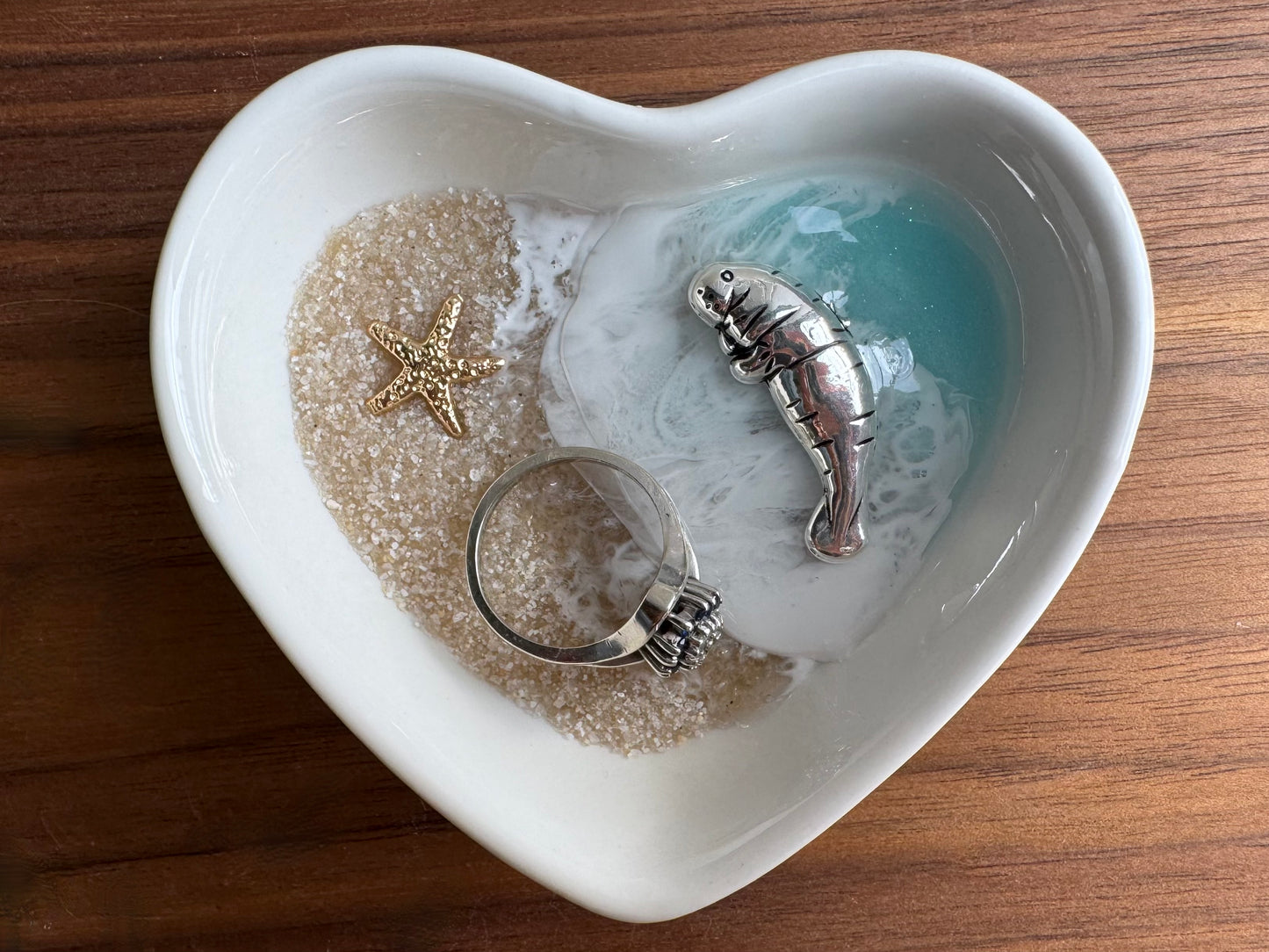 Stingray Ring Dish Personalized Custom Handmade with Real Sand and Shells Coastal Jewelry Holder for Beach Lovers Skate, Manta Ray (Copy)
