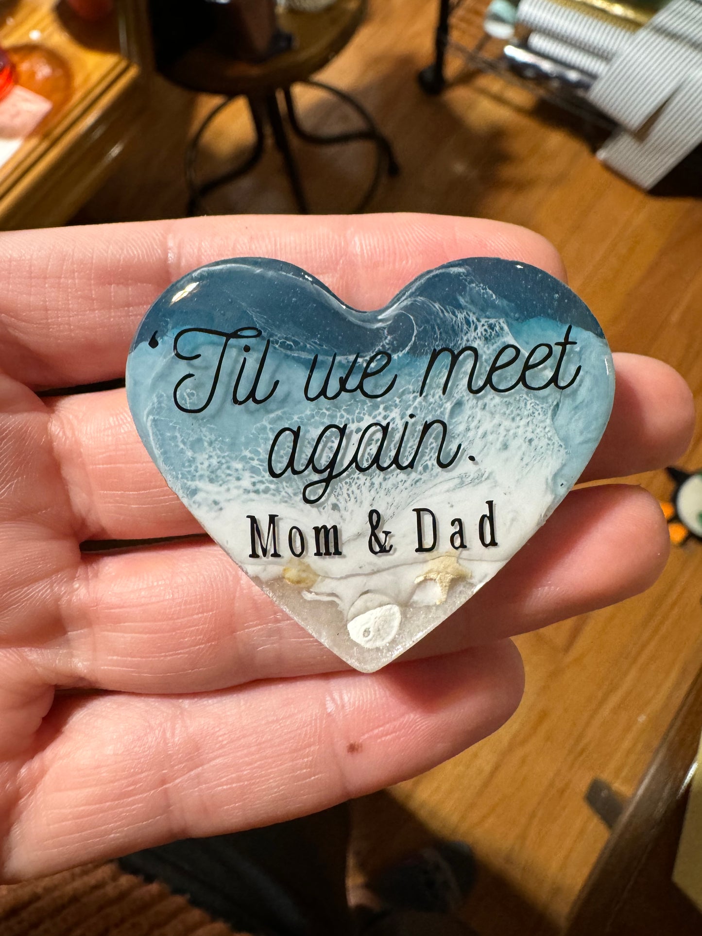 Personalized Ocean Memorial Pocket Stone – Heart Keepsake with Ashes, Handwritten Message, Sand, and Shells for Lasting Remembrance Gift Cremated Remains Cremains